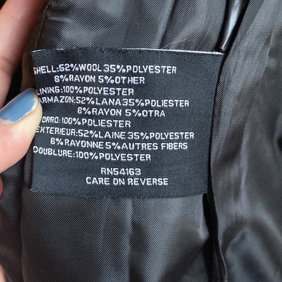 Nine West Black Double Breast belted Wool Blend Coat Size 8 - Picture 8 of 9